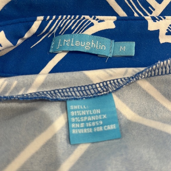 NWOT J. McLaughlin Blue/White Bamboo Pattern Brynn Shirt Dress - Picture 10 of 16